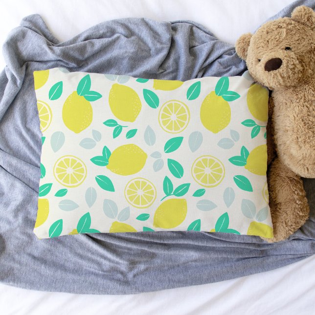 Summer Lemon Pattern in Cream Pillow Case (Lemon Pattern Pillowcase)