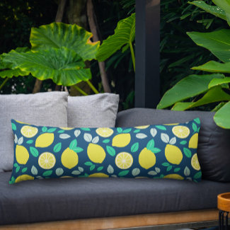 Summer Lemon Pattern in Navy Blue