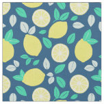 Summer Lemon Pattern in Navy Blue Fabric