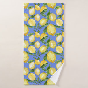 Summer lemon pattern Italy blue Bath Towel