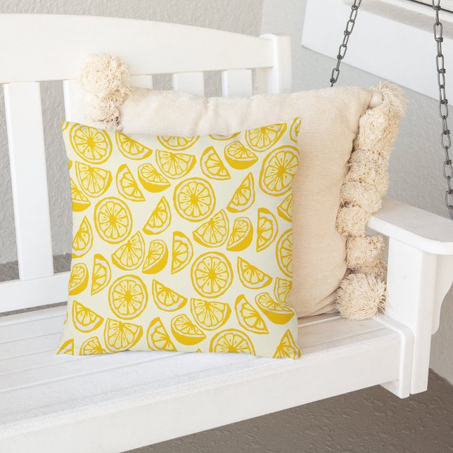 Summer Lemon Pattern Outdoor Pillow (Creator Uploaded)