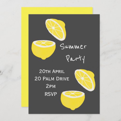 Summer lemon picnic garden party celebration invitation