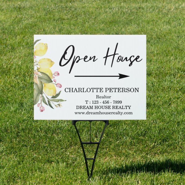 Summer Lemon Real Estate Open House Sign (Insitu)