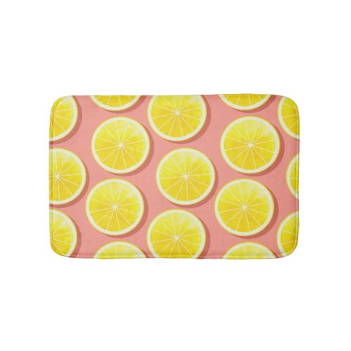 Summer Lemon Slices Pattern Bath Mat