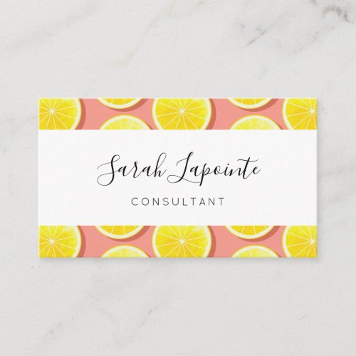 Summer Lemon Slices Pattern Business Card
