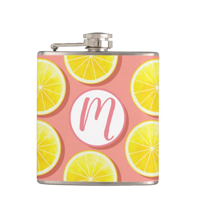 Summer Lemon Slices Pattern Flask (Front)