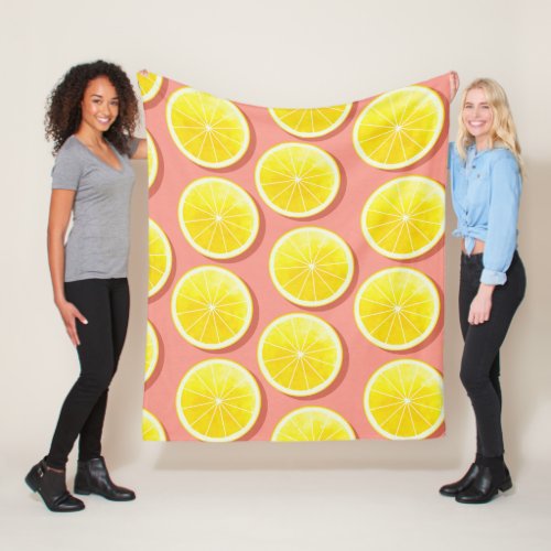 Summer Lemon Slices Pattern Fleece Blanket