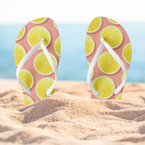 Summer Lemon Slices Pattern Flip Flops