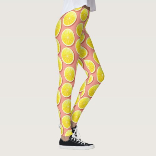 Summer Lemon Slices Pattern Leggings