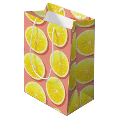 Summer Lemon Slices Pattern Medium Gift Bag