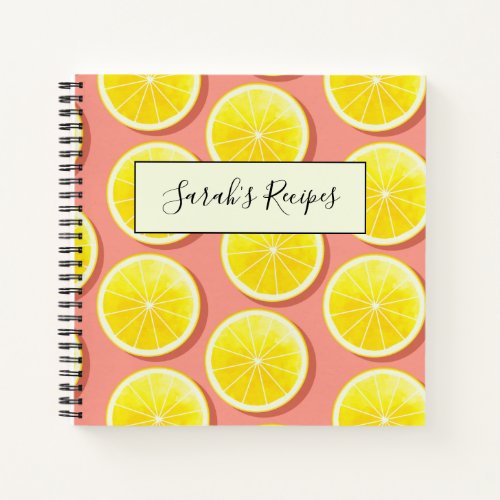 Summer Lemon Slices Pattern Notebook