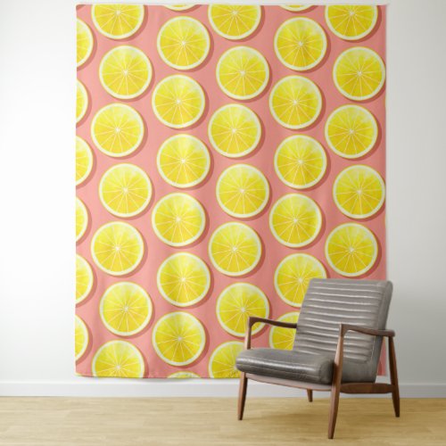 Summer Lemon Slices Pattern Tapestry