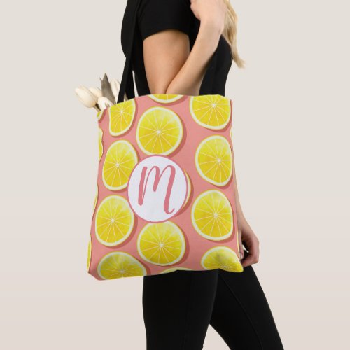 Summer Lemon Slices Pattern Tote Bag