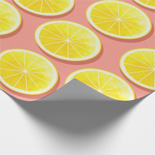 Summer Lemon Slices Pattern Wrapping Paper (Corner)