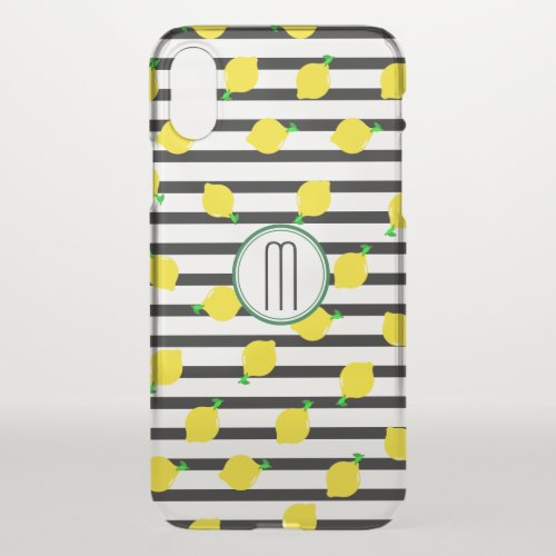 Summer Lemon  Stripe  Monogram iPhone X Case