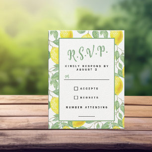 Summer Lemon Tree Botanical Cheerful Yellow Green RSVP Card