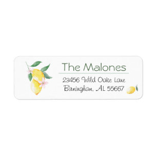 Summer Lemon Watercolor Personalized Label
