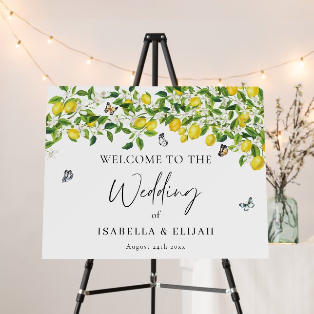 Summer Lemon Wedding Welcome Sign (In Situ (Stand))