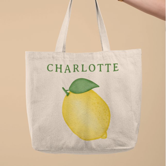 Summer Lemon Yellow l Custom Name Tote Bag (Creator Uploaded)