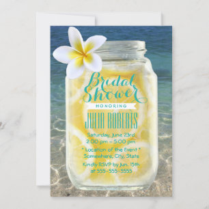 Summer Lemonade Mason Jar Beach Bridal Shower Invitation