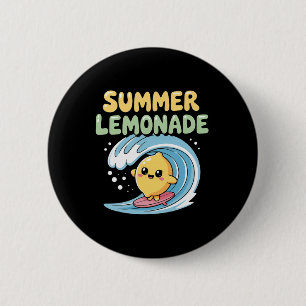 Summer Lemonade Vibes Surfing Lemon Wave _1 Button