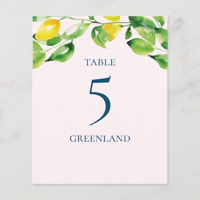 Summer Lemons and Foliage Table Name (Front)