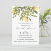 Summer Lemons and Foliage Wedding Bridal Shower Invitation (Standing Front)