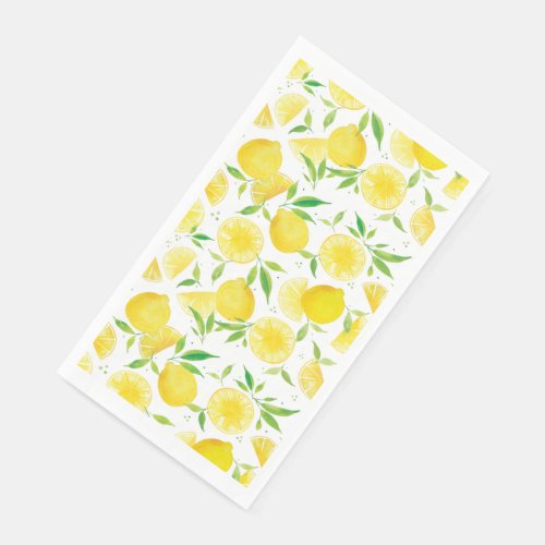 Summer lemons and leaves paper guest towels