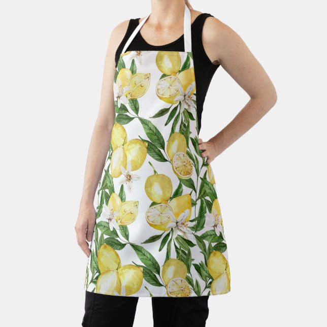 Summer lemons and lemon blossom pattern  apron (Insitu)