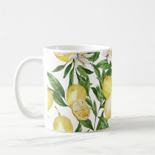 Summer lemons and lemon blossom pattern coffee mug
