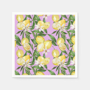 Summer lemons and lemon blossom pattern napkins