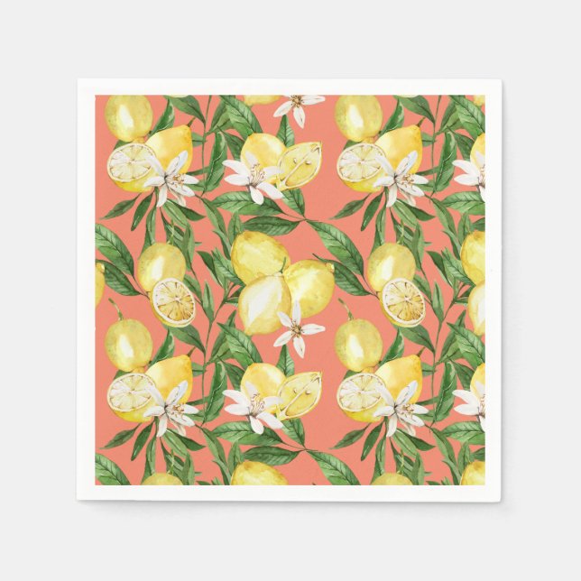 Summer lemons and lemon blossom pattern   napkins (Front)