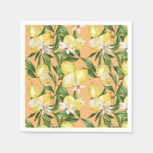 Summer lemons and lemon blossom pattern  napkins