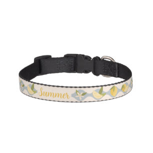 Summer Lemons & Blossoms Dog Collar with Name