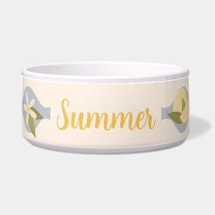 Summer Lemons & Blossoms Pet Bowl with Name