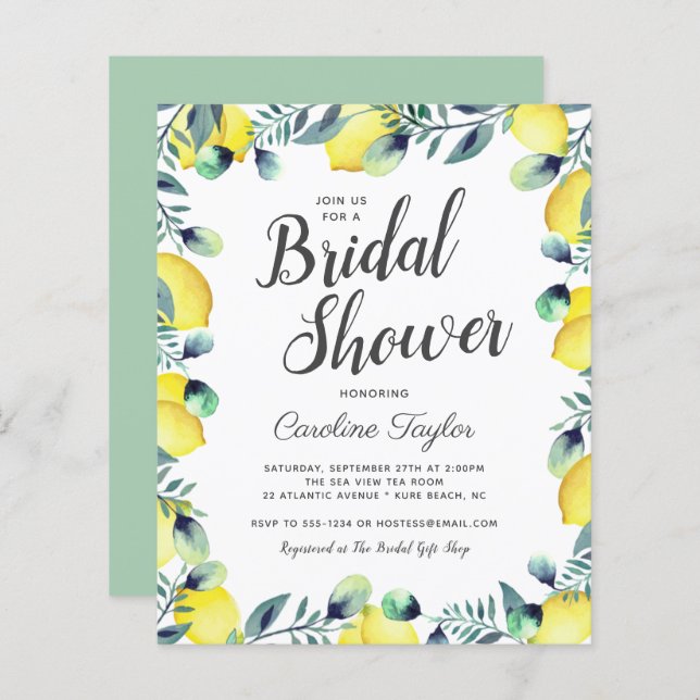 Summer Lemons & Eucalyptus Bright Bridal Shower (Front/Back)