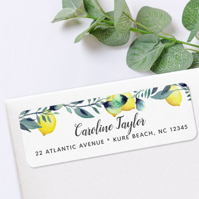 Summer Lemons & Eucalyptus Bright Bridal Shower Label (Creator Uploaded)