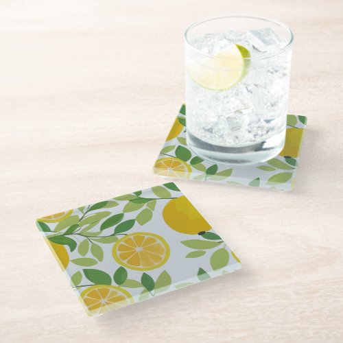 Summer Lemons Glass Coaster