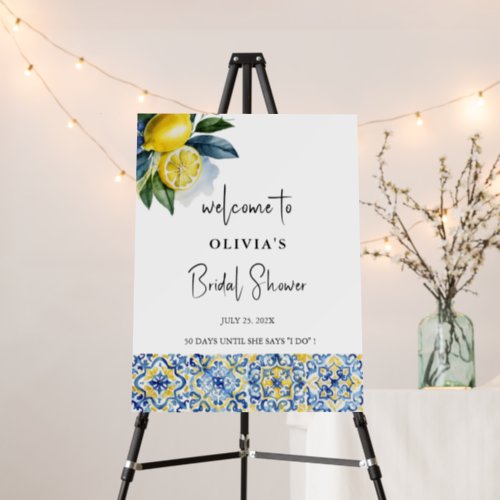 Summer Lemons mediterranean Bridal Shower welcome Foam Board