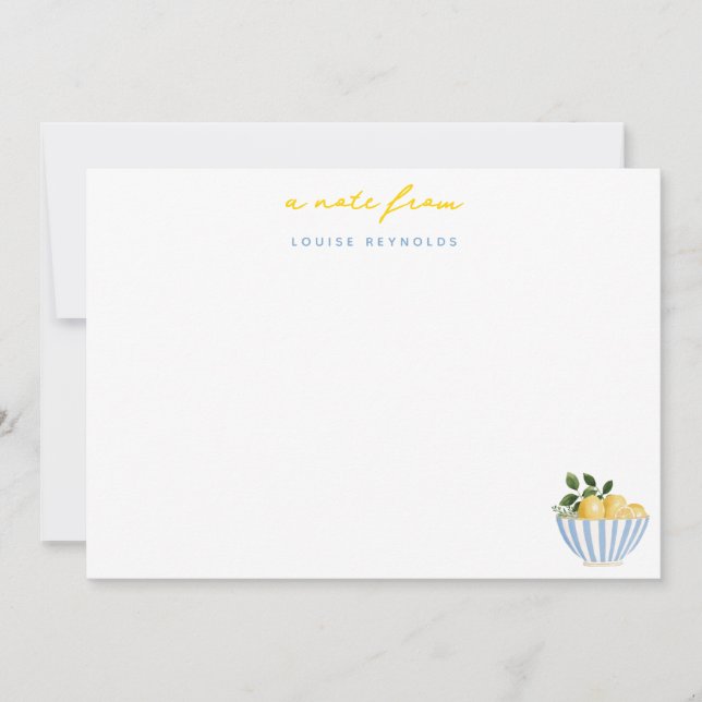 Summer Lemons Personalized Note Card (Front)