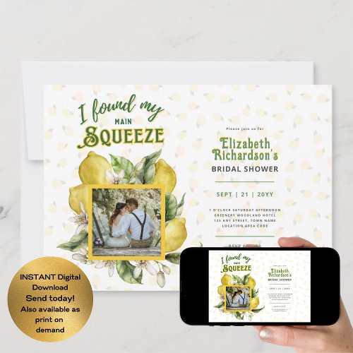 Summer Lemons Squeeze Photo Bridal Shower  Invitation