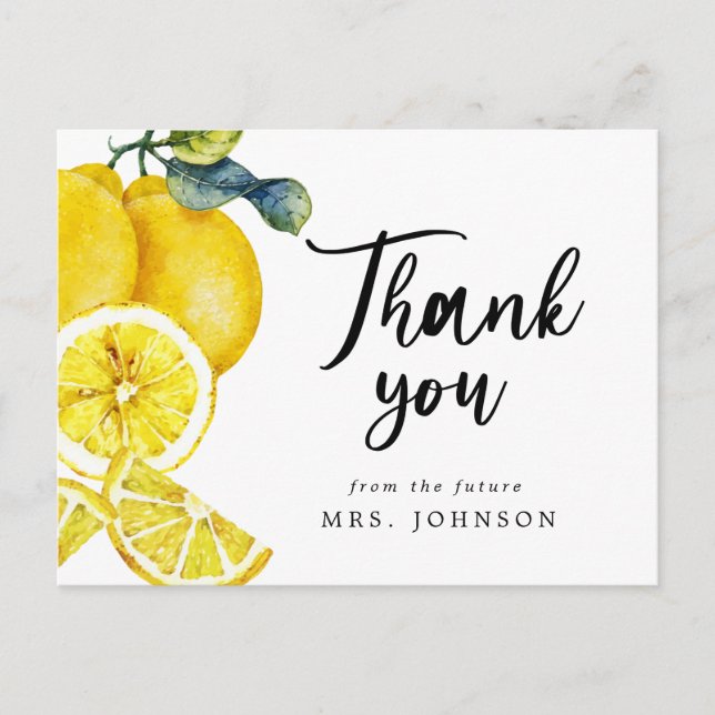 Summer Lemons Thank You Bridal Shower Postcard (Front)