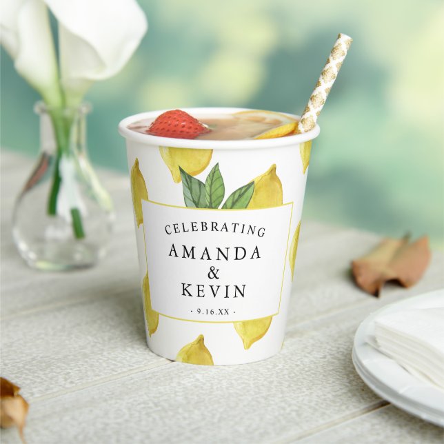 Summer Lemons Wedding Paper Cups (Insitu)