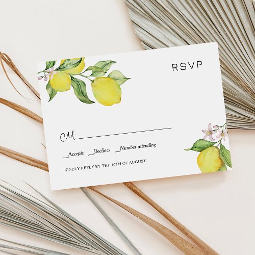 Summer lemons Wedding RSVP Card