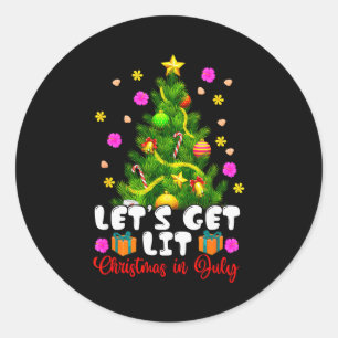 Summer Lets Get Lit Christmas In July Trocal Chris Classic Round Sticker