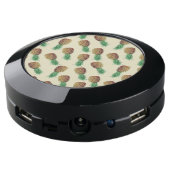 Summer Light Beige Pineapple Pattern USB Charging Station (Angled Back)