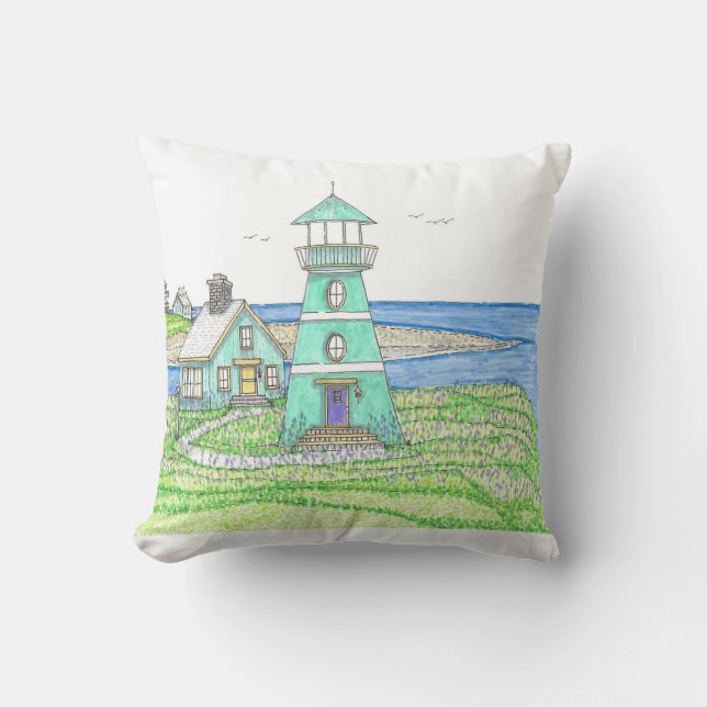 Summer Lighthouse 3; Indoor Pillow; Blue Throw Pillow (Front)