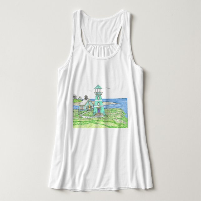 Summer Lighthouse 3; Women's Flowy Tank Top (Design Front)
