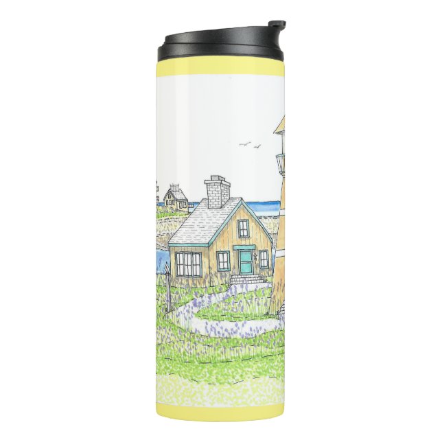 Summer Lighthouse 4; Thermal Tumbler; Yellow Thermal Tumbler (Rotated Left)
