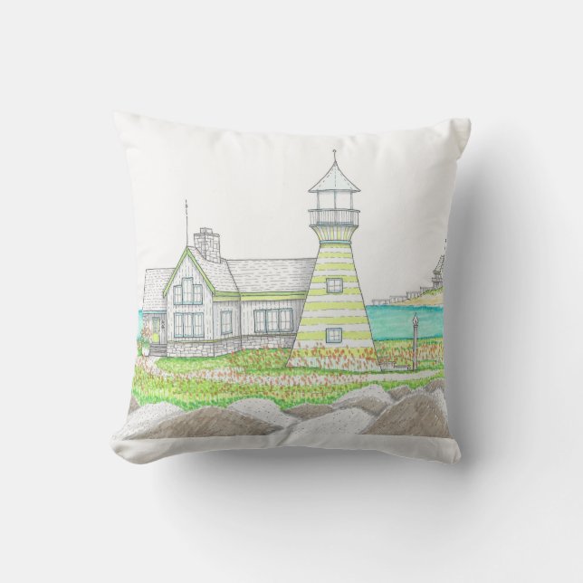 Summer Lighthouse 5; Outdoor Pillow; Aqua Pillow (Front)